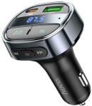 hoco. E70 bluetooth FM transmitter / autós töltő, USB-A-USB-C, digitális kijelző, PD, QC3.0, 5A, 30W, fekete