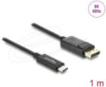 Delock Koaxiális USB Type-C - DisplayPort kábel (DP Alt Mode) 4K 60 Hz fonott borítással 1 m