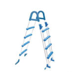  Medence létra, Azuro Safety, kétágú, 4+4 fokos, 110 cm magas medencéhez, horganyzott acél, műanyag lépcsőfokokkal, levehető külső létrarésszel