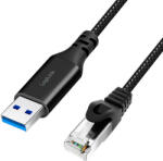LogiLink USB 3.0 Ethernet kábel, A/M RJ45/M, 1 Gbps, aktív, fekete/szürke, 10 m