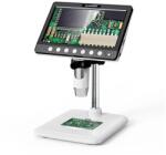 Inskam 330H digitális mikroszkóp állvánnyal, 1200-szoros nagyítás, 5 MP, 7 hüvelykes kijelző, HDMI (330H)