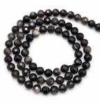  Margele Obsidian Argintiu Rotunde Fatetate 6x6 mm pentru Bijuterii Handmade