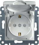Hager Priza Schuko, capac, protectie copii - alb, Hager, WL1160 (WL1160)