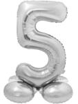 GoDan Silver, Ezüst 5-ös szám fólia lufi talppal 72 cm (MLG145908)