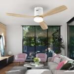 Schuller Valencia Lustra LED cu Ventilator si telecomanda Siroco D-132cm alb/lemn (SV-329576D)