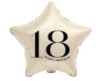 Boldog Születésnapot Vajszínű Happy Birthday 18 Creamy csillag fólia lufi 44 cm (MLG424284)