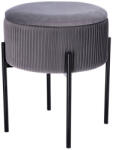AdTrend Taburet cu spatiu depozitare, catifea gri, fier negru 36 x 44 cm (112155A)