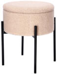 AdTrend Taburet cu spatiu depozitare textil buclat crem fier negru 36 x 44 cm (112152B)
