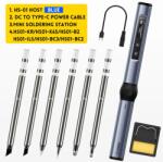 FNIRSI Ciocan de lipit 65W, afisaj digital, USB-C, 6 varfuri BC2, BC3, KR, K65, B2, ILS FNIRSI HS-01 BLT, pachet medium (SLD-IRON-HS01BLT-FNR)