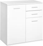 HOMCOM Mobilier Comoda 2 Sertare 2 Usi cu Raft Reglabil din Lemn, Alb, 71x35x76cm (837-002) Comoda