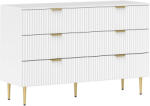 HOMCOM Comodă 6 sertare comodă cameră mobilier de depozitare modernă cu mânere și picioare aurii, 120 x 40 x 76, 5 cm, alb | Aosom Romania (831-902V82WT) Comoda