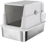 PawHut Extra Large din Oțel Inoxidabil, Litieră pentru Pisici cu Lopățică, Capac Rabatabil | Aosom Romania (D31-141V02LG)
