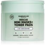 breakout + aid Rescue Mini Masks+Toner Pads tonizáló párnák az arcbőr megnyugtatására 100 db