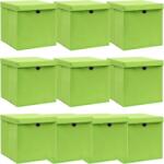 vidaXL 10 db zöld szövet tárolódoboz fedéllel 32 x 32 x 32 cm 288372 (288372VidaXL)