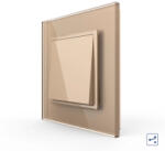 LIVOLO Intrerupator Simplu Mecanic Cap Scara 2 Module LIVOLO cu Rama din Sticla Auriu (VL-FCMKS-2AP)
