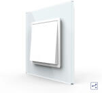 LIVOLO Intrerupator Simplu Mecanic Cap Scara 2 Module LIVOLO cu Rama din Sticla Alb (VL-FCMKS-2WP)