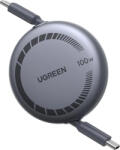 UGREEN Cablu de date și încărcare rapidă UGREEN L531, USB-C la USB-C, Retractabil, 100W, Power Delivery, 1m, Grey/Black (65905)