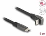 Delock USB 2.0 Laposkábel USB Type-C apa - USB Type-C apa USB Type-C apa hajlított PD 3.0 60 W 1 m fekete (80751) (80751) - pepita