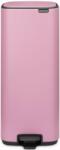 Brabantia Bo Pedal Bin pedálos hulladékgyűjtő szagmentesen záródó Soft-Close fedél, karcsú, négyzetes forma, műanyag tartály, 30L - O méret, acél, rózsaszín-lila - 255403 (BR255403)