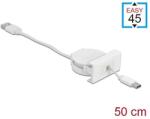 Delock Easy 45 modul USB 2.0 behúzhatós kábel A-típusú USB - USB Type-C csatlakozókkal fehér (81318) - pepita