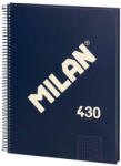 MILAN Caiet cu spirala A4, 80 file, matematica, MILAN 430 albastru