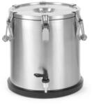HENDI Szigetelt hordozható ételtárolóedény - csappal, HENDI, Profi Line, 20L, Ezüst, ⌀330x(H)360mm (710227)