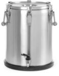 HENDI Szigetelt hordozható ételtárolóedény - csappal, HENDI, Profi Line, 25L, Ezüst, ⌀330x(H)430mm (710234)
