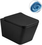 Cerano - fali WC Forte, Vortex - Vortex öblítés + Slim/SoftClose ülőke - matt fekete - 52x35 cm (CER-680368)