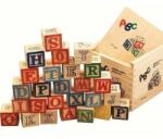  Set 27 cuburi educative din lemn numere, litere si obiecte ABC Wood Blocks (103500)
