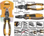 INGCO Patent multifunctional 8 in 1, 20cm, otel Cr-V, acoperire teflon, maner TPR ergonomic (HMFCP28200) - dauto Cleste