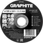 GRAPHITE Disc de taiere, corindon, pentru metal, convex 125 x 2.0 x 22.2 mm, 42 A46-T-BF 57T119 (57T119) Disc de taiere