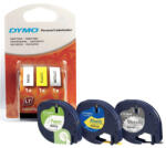 DYMO LetraTag 3db-os szalag csomag, papír fehér/sárga műanyag/szürke műanyag (S0721800)