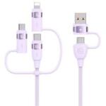 USAMS U85 töltőkábel 5in1 (Type-C/USB - Type-C/lightning/microUSB, 100W, PD gyorstöltő, 120cm) LILA (157007)