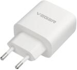 VEGER USB-A + USB-C PD QC3.0 3, 25 A 65 W hálózati töltő adapter + USB-C-USB-C kábel TR67 fehér - smartdiszkont
