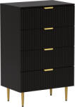 HOMCOM Comodă 4 sertare comodă pentru dormitor mobilier de depozitare modern cu mânere și picioare aurii, dim. 60 x 40 x 96 cm, negru | Aosom Romania (831-902V80BK) Comoda