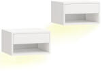 HOMCOM Set 2 Noptiere Suspendate cu LED RGB Integrat și Reglabil prin Aplicație, Sertar și Raft, 37x32x21 cm, Alb | Aosom Romania (83D-102V00WT)