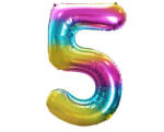  Szivárvány Rainbow 5-ös szám fólia lufi 85 cm (MLG120356) - sandori