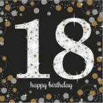  Happy Birthday 18 Gold szalvéta 16 db-os 33x33 cm (DPA9900556) - sandori