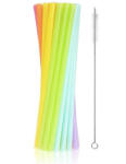  Színes Colors műanyag újrafelhasználható szívószál 17 db-os + kefe (MLG154047) - sandori