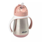 BÉABA Rozsdamentes Acél Szívószálas Ivópohár 250 ml - Sötét rózsaszín (913482)