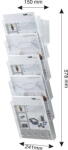 HELIT Display modular de perete, 5 x A4, pentru pliante, HELIT - transparent cristal (H-61031-02)