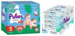 pufies Scutece chiloței Pufies Fashion - Mărimea 5, 12-17 kg, 120 buc + șervețele umede Pufies Clean Care - 12 x 64 buc (3800024036125+13800024027540)