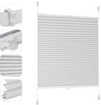 Sekey pleated blinds without drilling, window pleated blinds Klemmfix blinds 100 cm wide, tensioned opaque sun protection window blind, 100x150cm, white - 38B51009 (38B51009)
