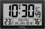 Technoline WS 8016 digital radio wall clock with DCF radio clock | Temperature & Humidity | 2 alarms | Calendar | large LCD display | Wall or table clock | black - WS8016SCHWARZ