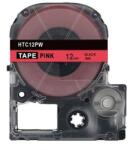Compatibil Epson HTC12PW, 12mm x 8m, text negru / fundal roz, banda compatibila (HTC12PW)