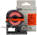 Compatibil Epson SK12R, 12mm x 5m, text negru / fluorescent fundal rosu, banda compatibila (PTe-SK12R)