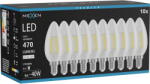 Mexen Vintis 10x LED филамент крушка E14, C35, 4W, Неутрална - 4000K, 470 lm, прозрачно - (L154-E14-0440-00x10)