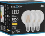Mexen Vintis 3x LED крушка с нажежаема жичка E27, G80, 8W, Топла - 2700K, 1055 lm, прозрачна (L155-E27-0827-00x03)