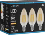 Mexen Vintis 3x LED крушка с нажежаема жичка E14, C35, 6W, Топла - 2200K, 600 lm, кехлибар (L154-E14-0622-50x03)