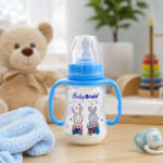 Baby Bruin műanyag karcsúsított cumisüveg fogóval - kék (125 ml) (55042882kek)